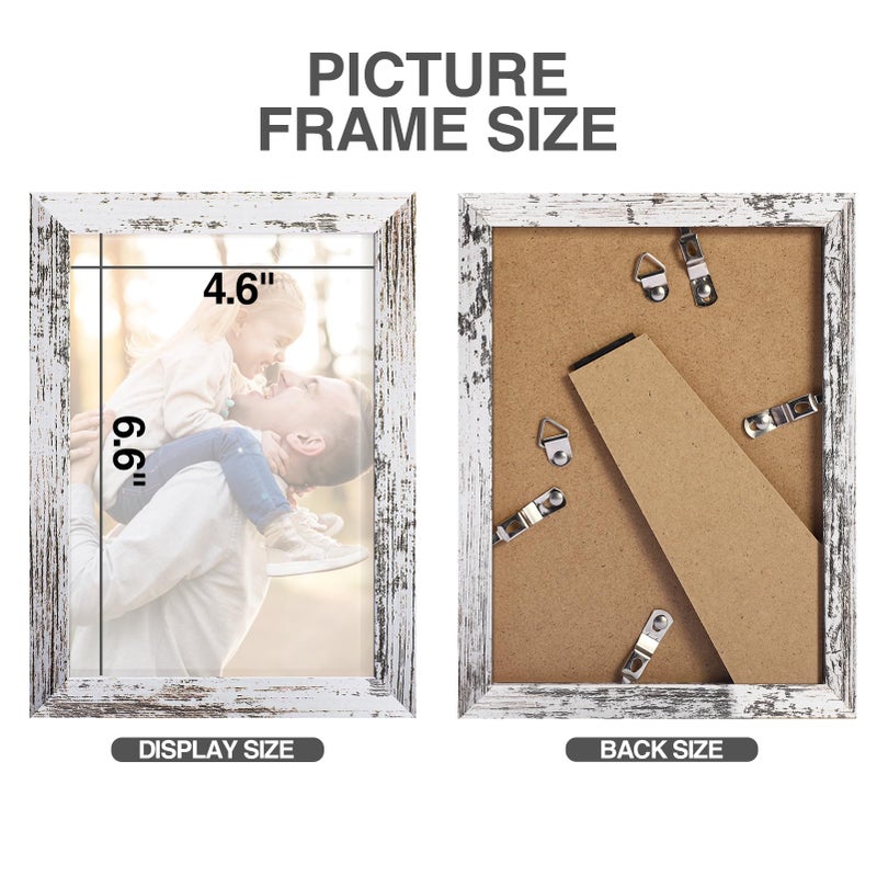 TWING 5x7 Picture Frame Set of 6,Multi Rustic Photo Frame Collage for Tabletop Display or Wall Hanging,Distressed White,Ideal Gifts - Image 4